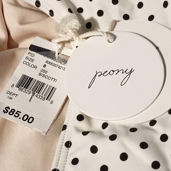 NEW Peony Polka Dot Side Tie Bikini Bottoms Biscotti Size 6 Adjustable Tie Sides - Picture 6 of 10